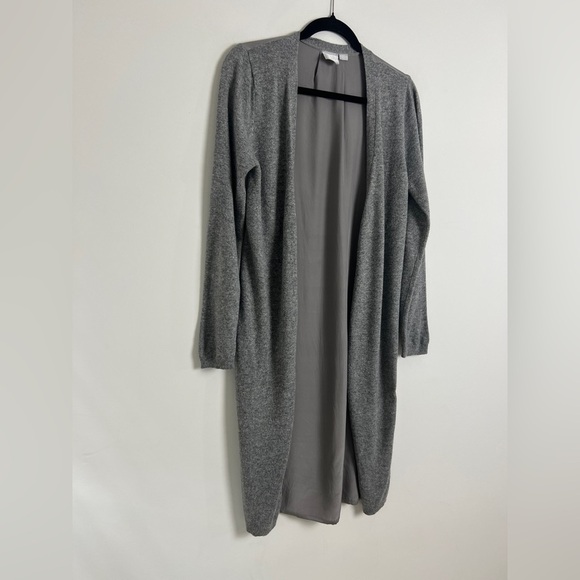 OC By Oleg Cassini Gray Angora Silk Blend Long Sleeve Longline Open Duster Sz S - Picture 3 of 9